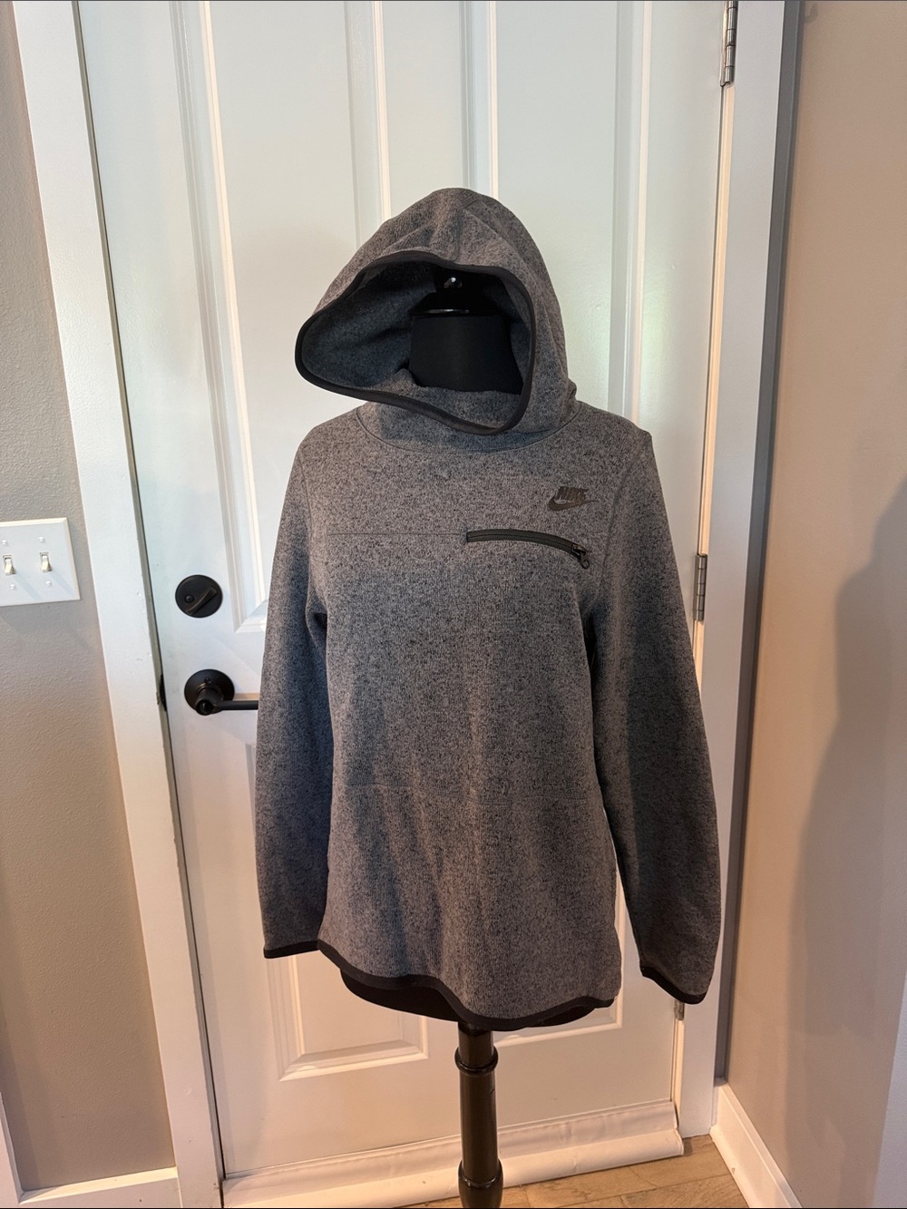 Nike Summit Hoodie Womens Gray High Neck Long Sleeve Pullover Pocket